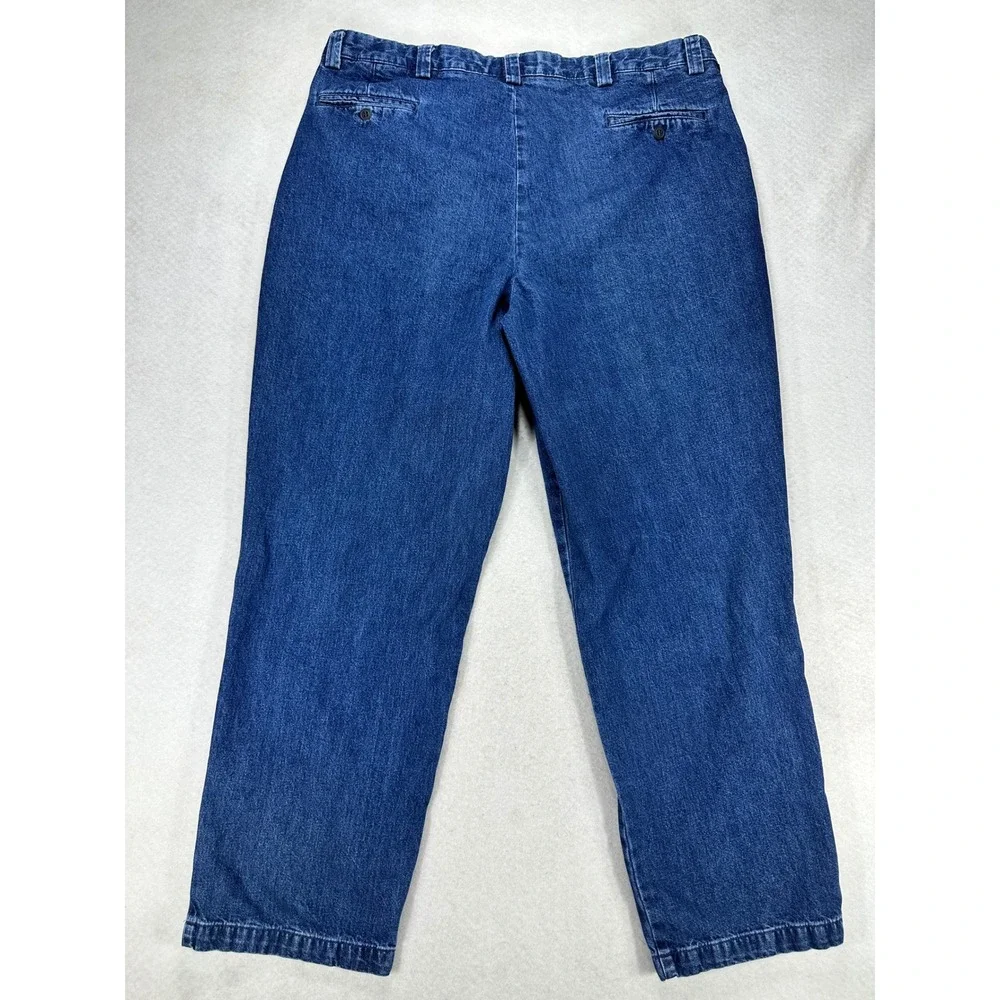 Dockers Recode Mens Pleated Denim Jeans Dark Wash 100% Cotton W42 L32 Blue